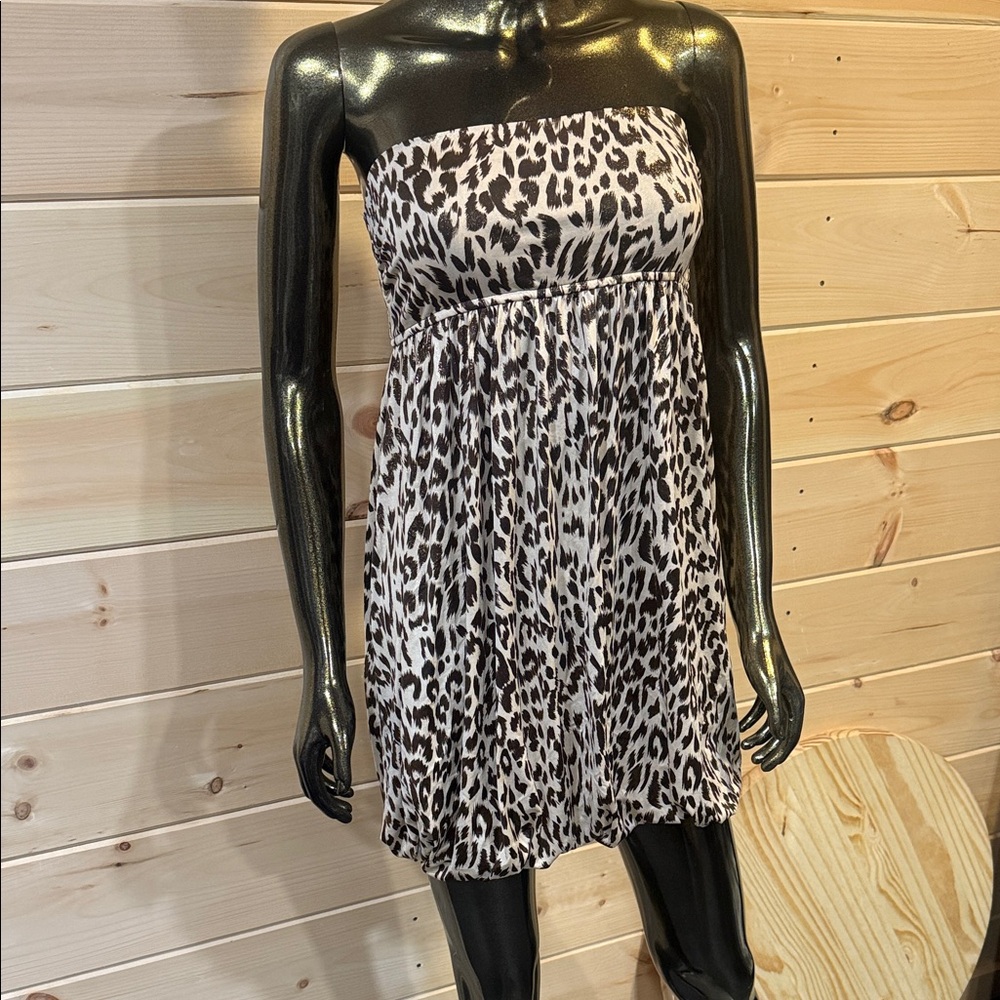 Leopard Print Strapless Dress